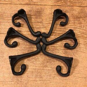 Six (6) Cast Iron Black 2 3/4" tall Double Wall Hooks Six (6) 0170-01202